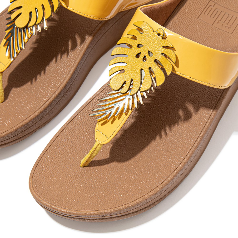 Fitflop Womens Sandals - Fino Jungle-leaf Patent - Yellow - 124-ECNAYW